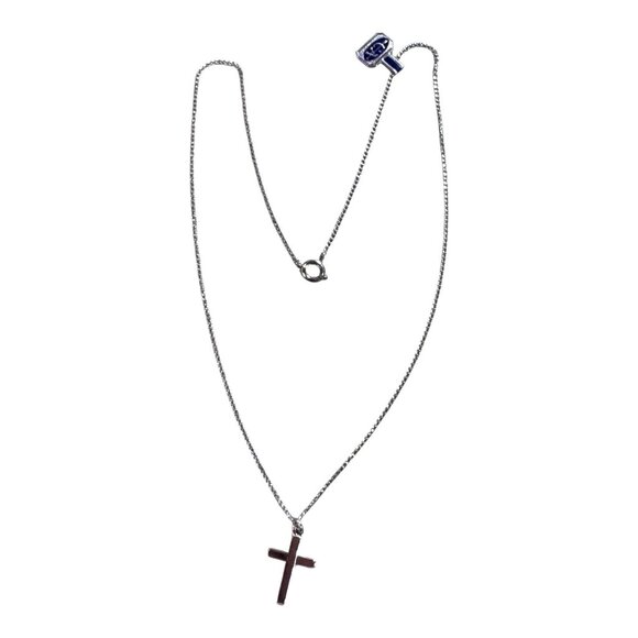 Carl Art Vintage NOS Sterling Silver Cross Pendant Necklace Chain Original Box - Picture 10 of 10